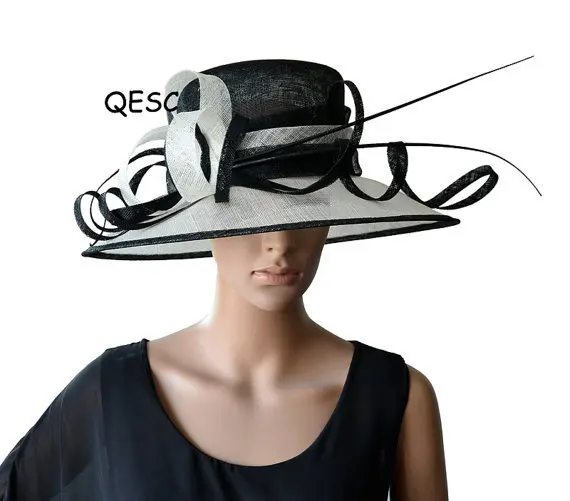 black and ivory wedding hats