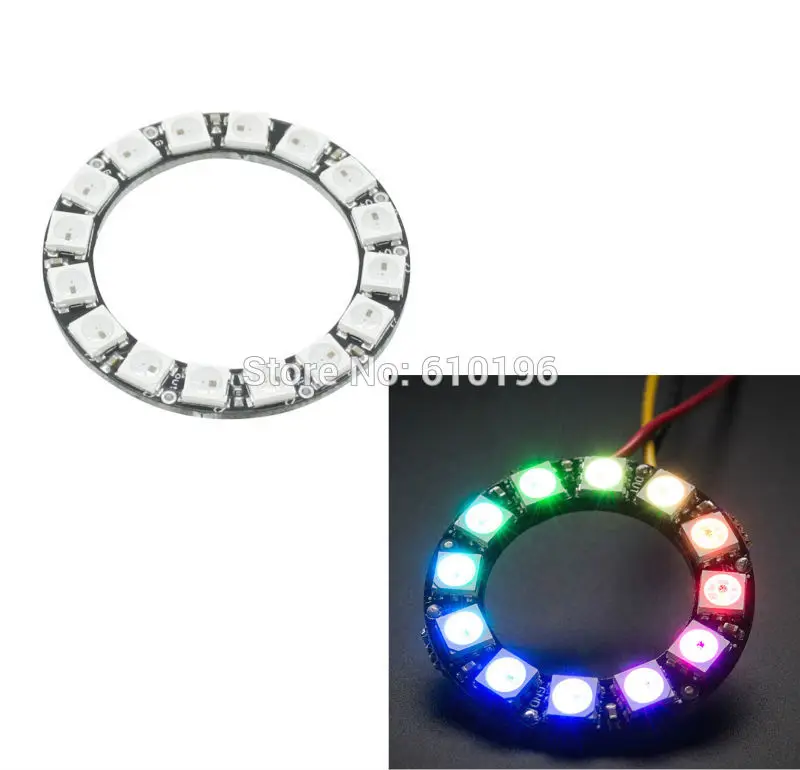 

16 Bits 16 X WS2812 WS2812B Module 5050 RGB LED Ring Lamp Light with Integrated Drivers
