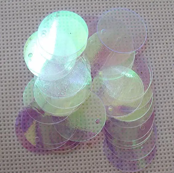 

150pcs Transparent AB color Large Round Sequins 30mm flat PVC Loose Sequins Paillettes For Crafts Free shipping