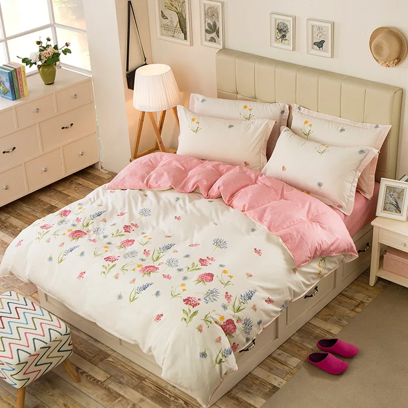 

AB Sides Beauty Flower Duvet Cover Sets For Single Double Bed Kids Adults 6 Sizes 100% Cotton Bedding Sets XF641-18