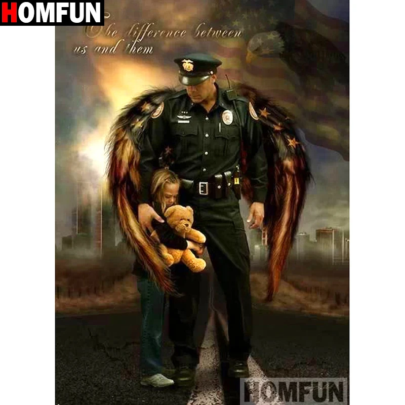 

HOMFUN Full Diamond "Angel police" DIY 5D Diamond Painting Cross Stitch Home Decor Picture Of Rhinestone Handmade A15592