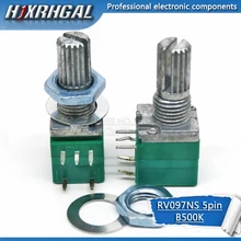 2 pces rv097ns 5 k 10 k 20 k 50 k 100 k 500 k com um interruptor de áudio 5pin eixo 15mm amplificador potenciômetro vedação hjxrhgal