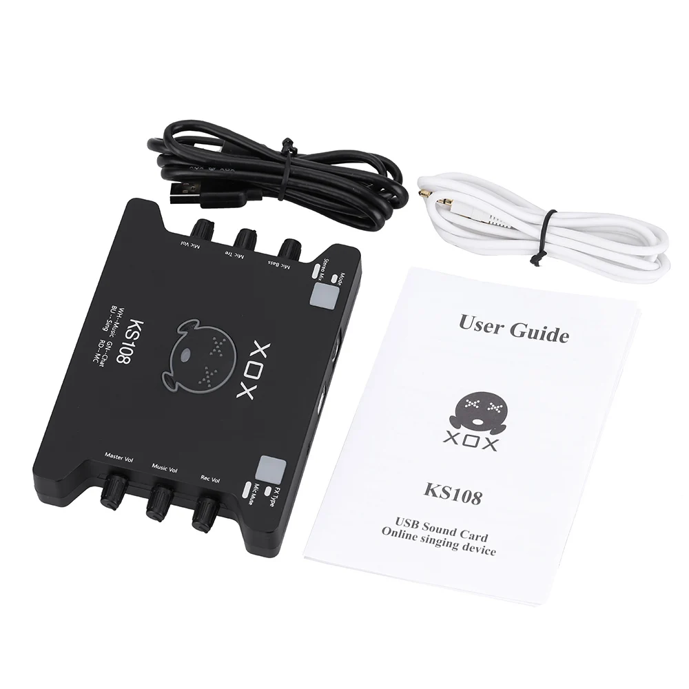 

XOX KS108 USB Audio Interface Network Online Singing Device High-Definition Audio Mixer Sound Card for Recording Hosting Speech