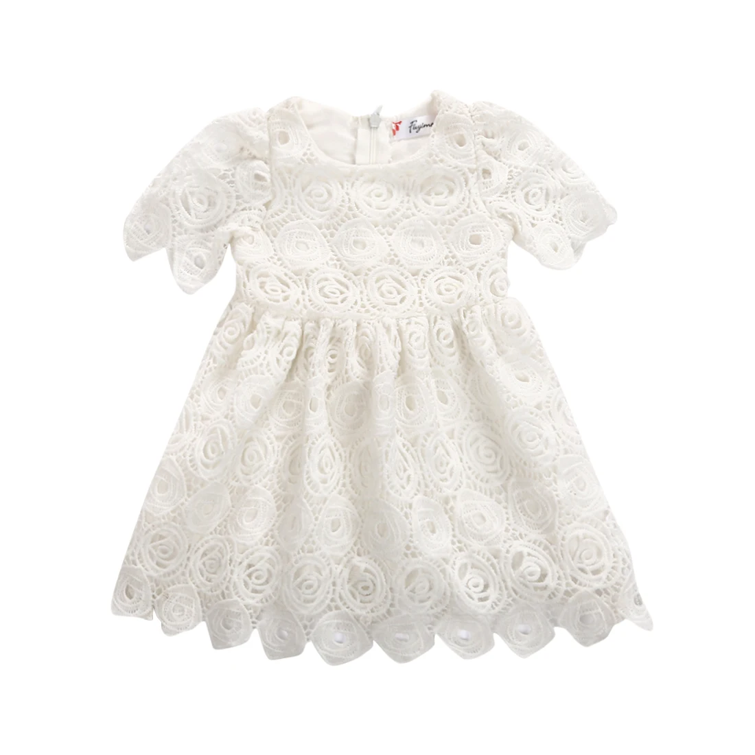 Emmaaby/платье для маленьких девочек; кружевное платье принцессы с цветочным рисунком; праздничное платье-пачка с вырезами и короткими рукавами - Цвет: Белый