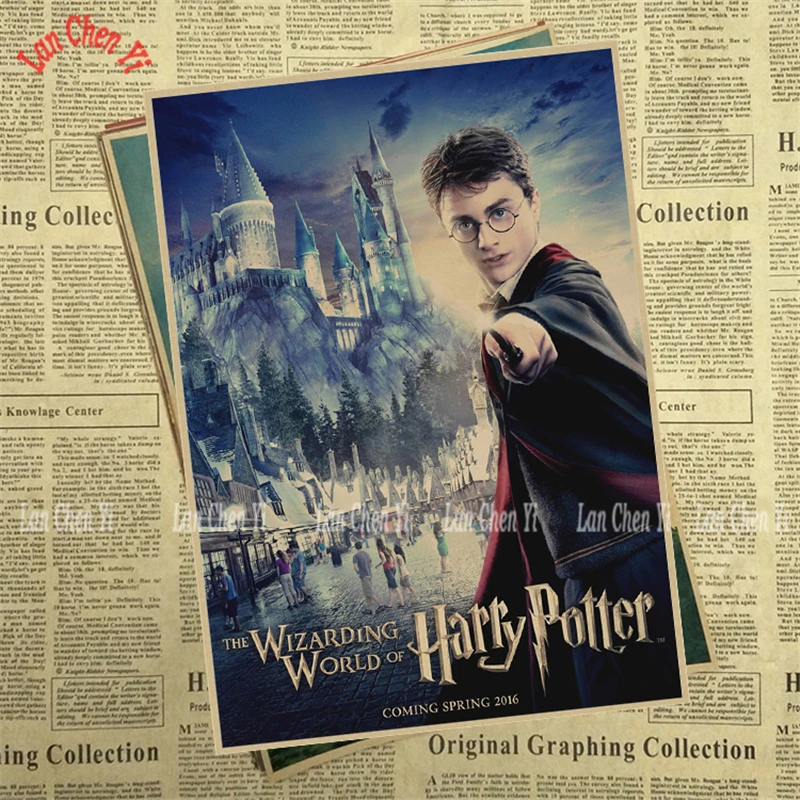 Academy of Magic и Deathly Hallows классический фильм плакат на крафт-бумаге кафе творческие обои для интерьера - Цвет: Серый