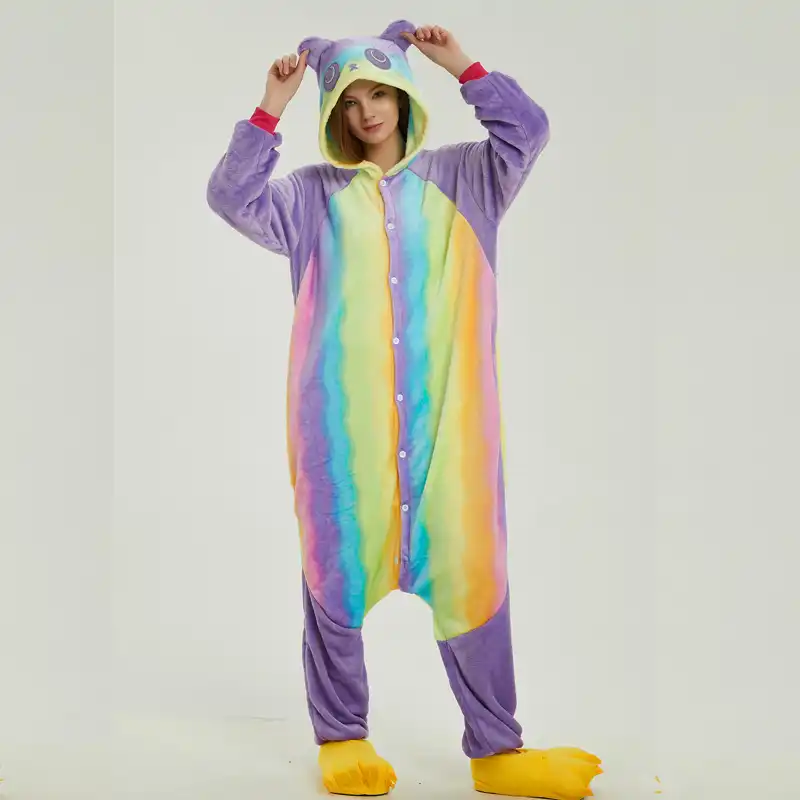 care bear Пижамы с радужной пандой кигуруми женские тапочки для взрослых комбинезон