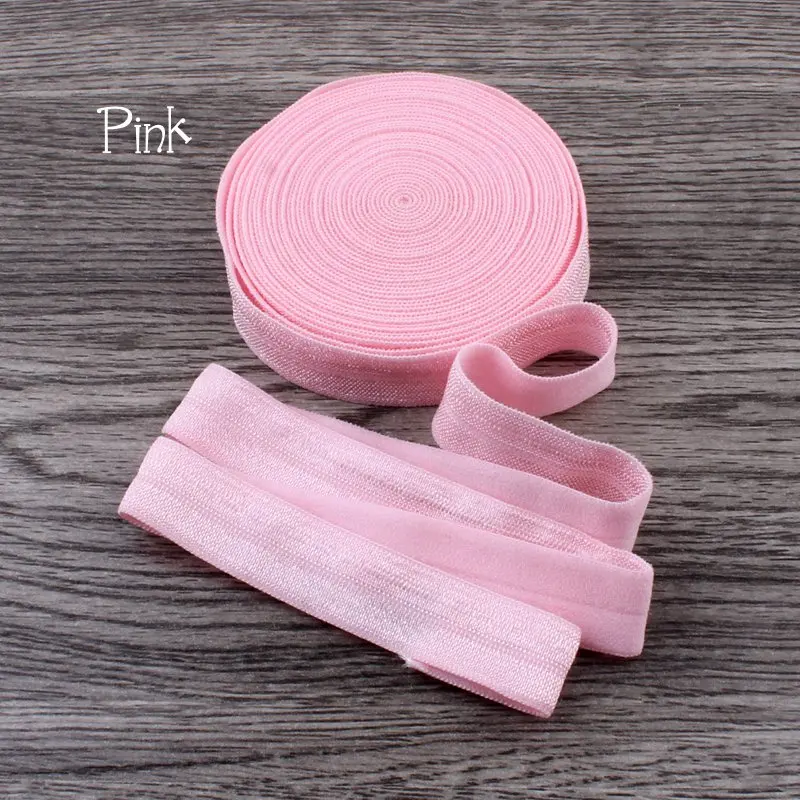 120 ярдов/партия 5/"(16 мм) 20 цветов блестящая однотонная сгибающаяся эластичная лента FOE для эластичных повязок для волос - Цвет: pink