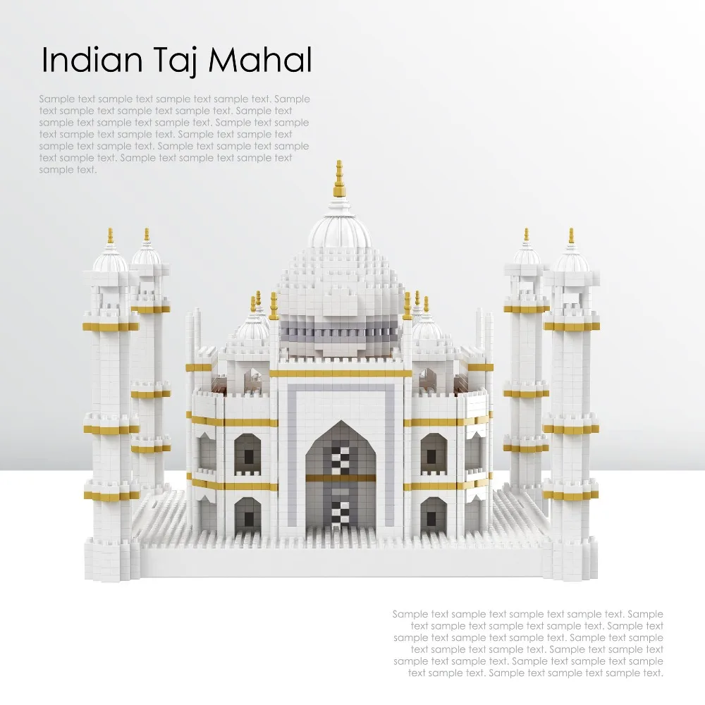 

World Famous Historical Architecture Nanoblock Taj Mahal India Micro Diamond Building Block 3200 Pcs Bricks Model Toys for Gifts