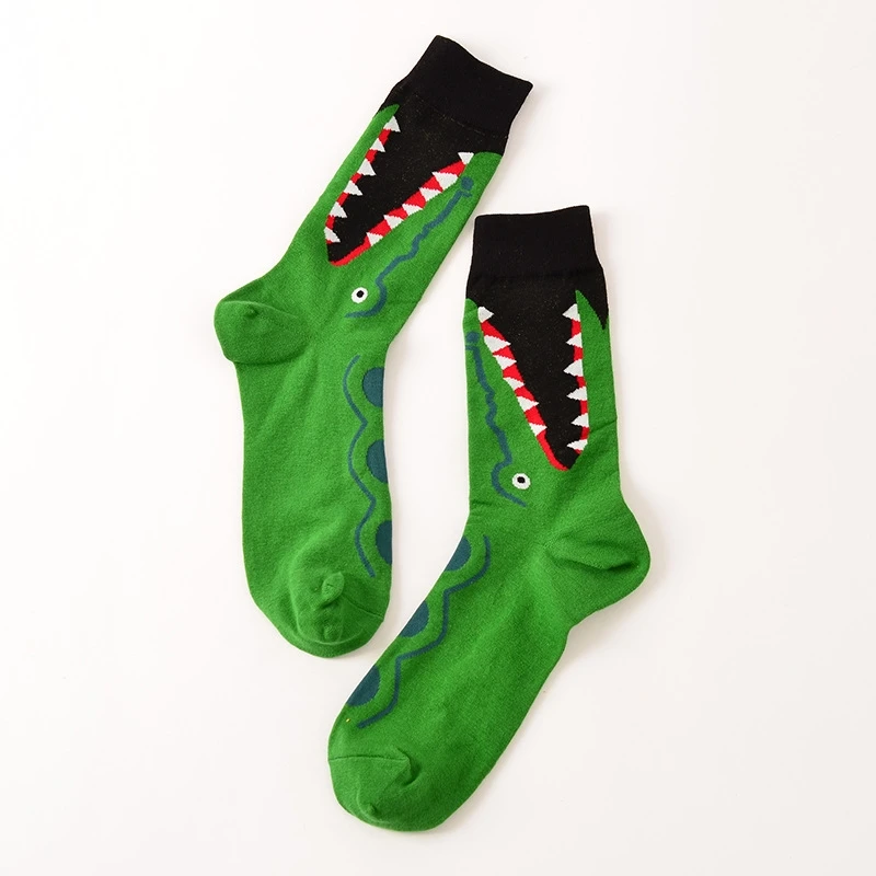 Мужские носки с музыкальной нотой, с рисунком крокодила, хлопковые, в стиле хип-хоп, большие, длинные, веселые, забавные носки Harajuku, дизайнерские, Calcetines Meias, мужские