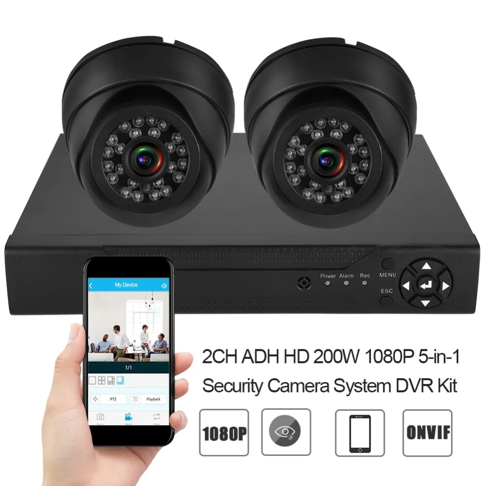 2CH ADH HD 200W1080P 5-в-1 ONVIF камера видеонаблюдения Система DVR Kit