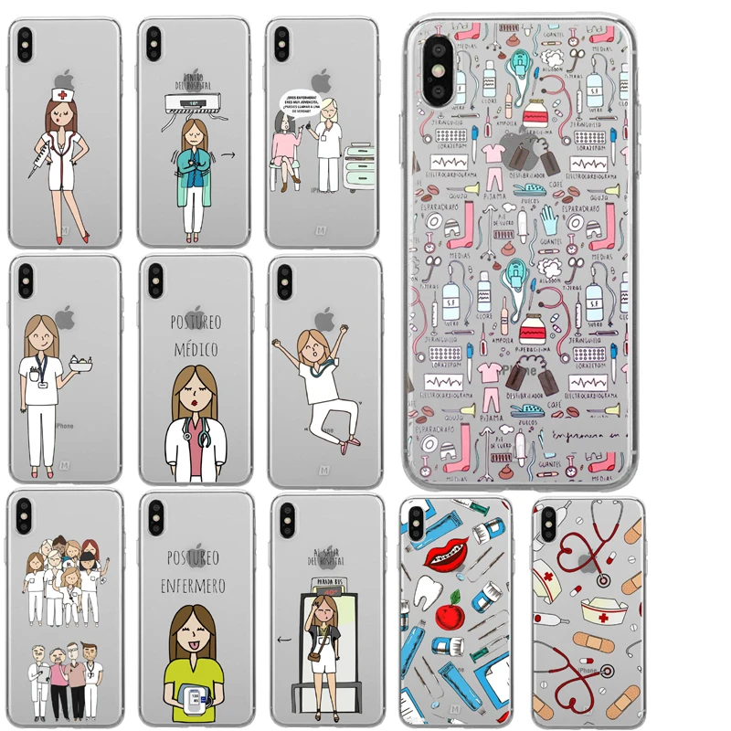 

Spain Cute Cartoon Medicine Nurse Doctor Dentist TPU Soft Silicone Case For iPhone 11Pro X XR XS MAX 7 8 8Plus 5S SE 6 6S 6Plus