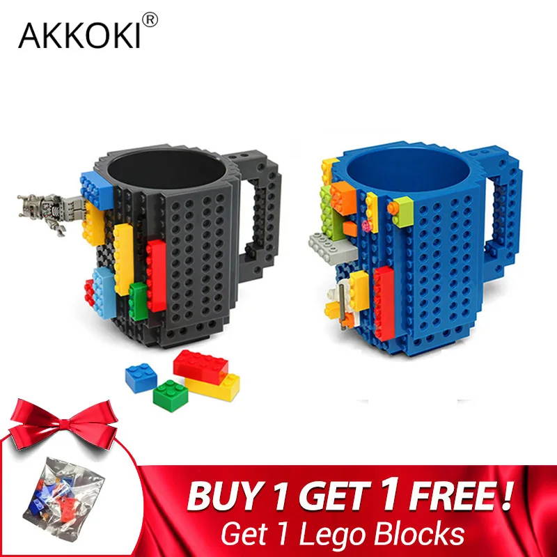 

350ml/12oz Puzzle DIY Building Blocks Mug Creative Milk Coffee Cup Build-on Brick Drinkware LEGO Drinking Cups BPA Free Plastic