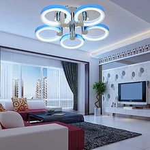 LED Integrated 90w Contemporary Acrylic Ceiling Light with 5 Lights in 5 Rings Design  size:73*73*20  Free Shipping