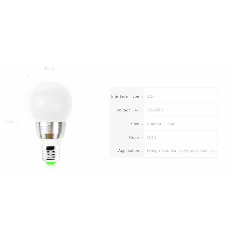 16 смена Цветов RGB Светодиодная лампа для отдыха декоративная атмосферная E27 5W 85 V