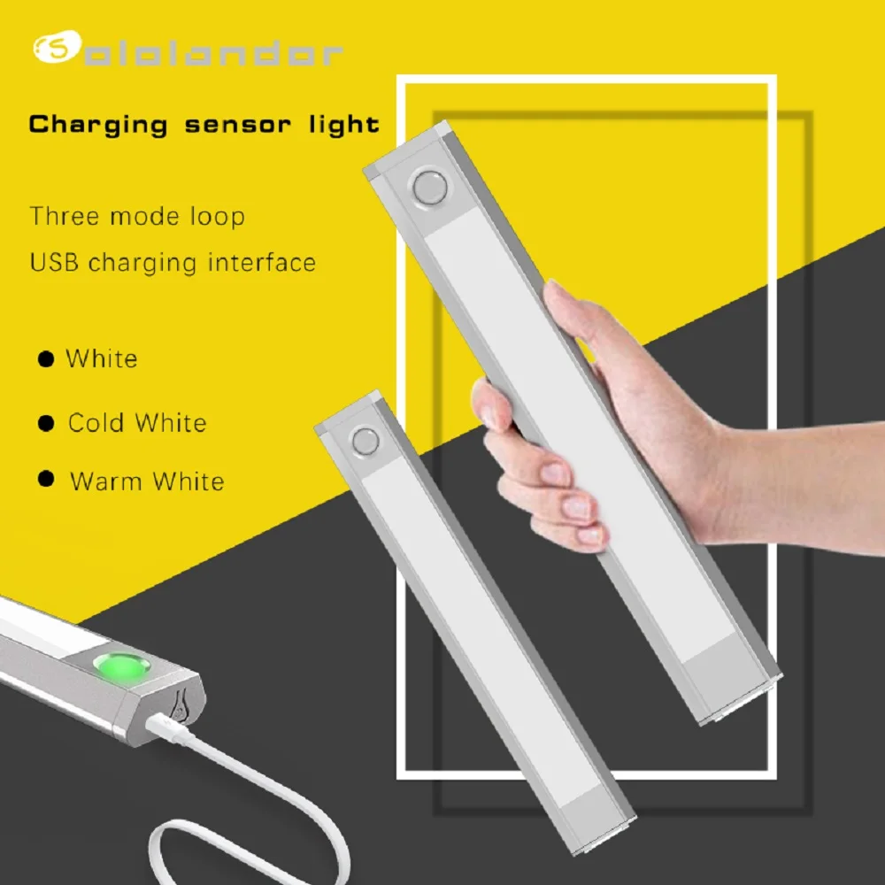 cheap Dimmable Motion Sensor Light Wardrobe Light Cupboard Light with Rechargeable Battery 60 LED for Kitchen Cabinet Closet Stairs