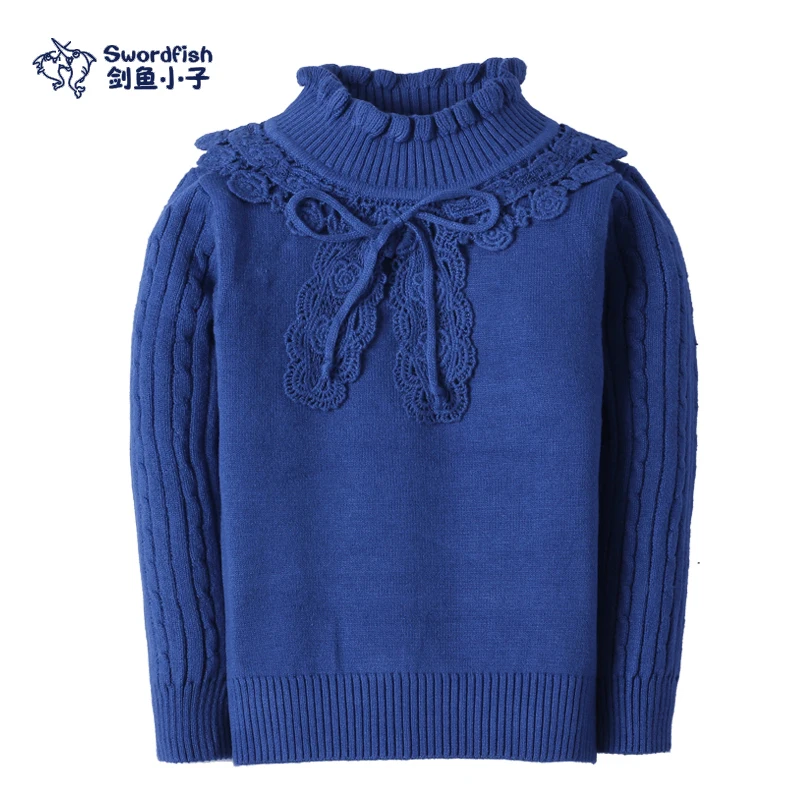 

2015 autumn 2T-7T sweater baby girls child knitted sweater pure color baby turtleneck sweater children outerwear kids clothes