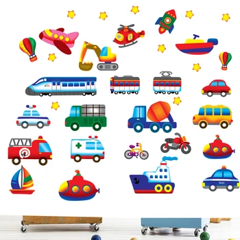 

Removable Vinyl Wall Stickers for Kids Room Decoration Cartoon Cars Plane Kindergarten Nursery Baby Boys Rooms Bedroom Decor