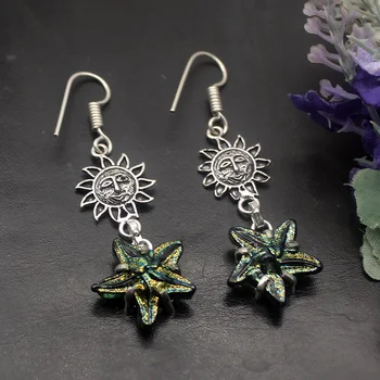 

Hermosa Jewelry New Dichroic Glass 925 Sterling Silver Color Ladies Dangle Earrings 2 1/2 Inch TF515