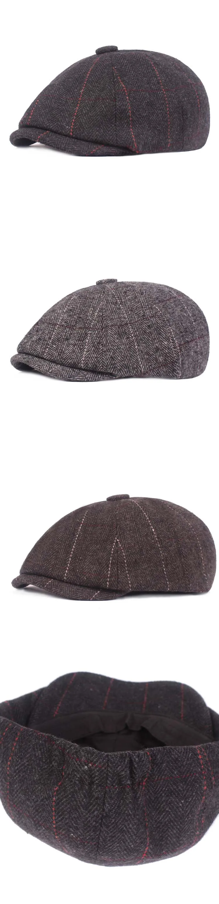 QDKPOTC высокое качество газетная Кепка s для мужчин шапки Gorras Planas восьмиугольная кепка для отдыха и полушерстяная полосатая плоская кепка