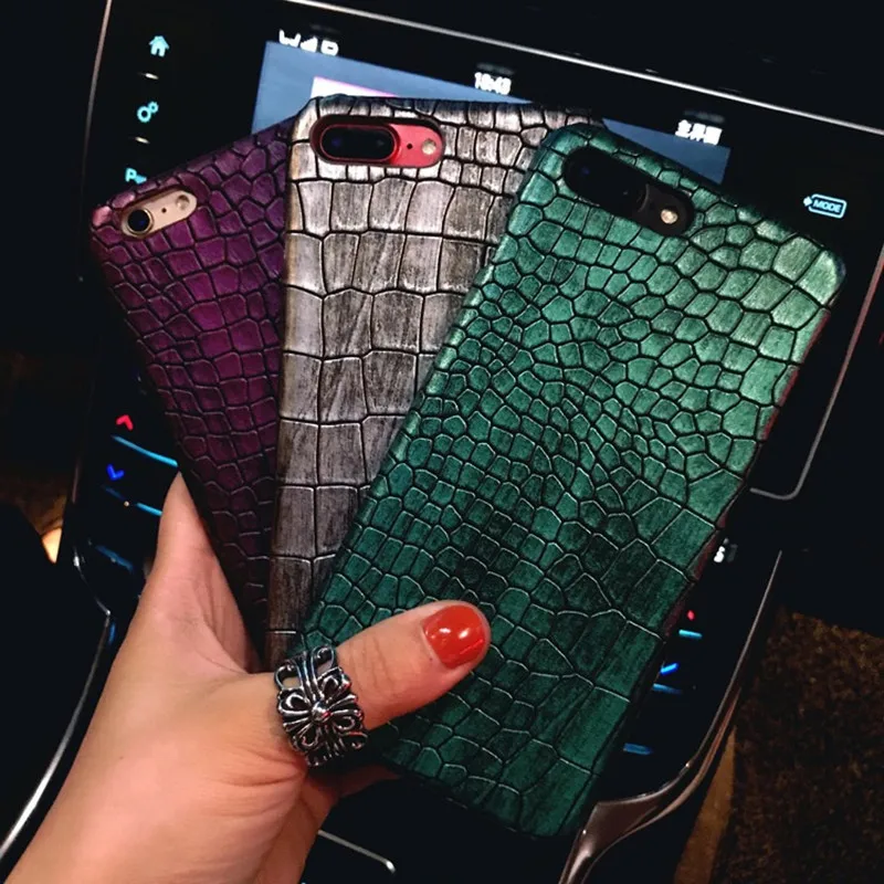 

Luxury Retro 3D Crocodile Phone Case For iPhone 8 X S XS 7Plus Cool Leather Pattern Case For iphone 7 6 6S Plus Back Cover Coque