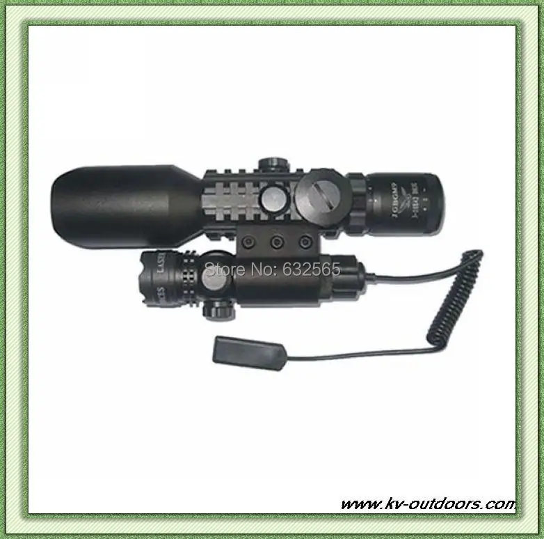 

Free Shipping! 3-10X42 M9A rifle scope red green Mil-Dot Reticle with side mounted Green laser