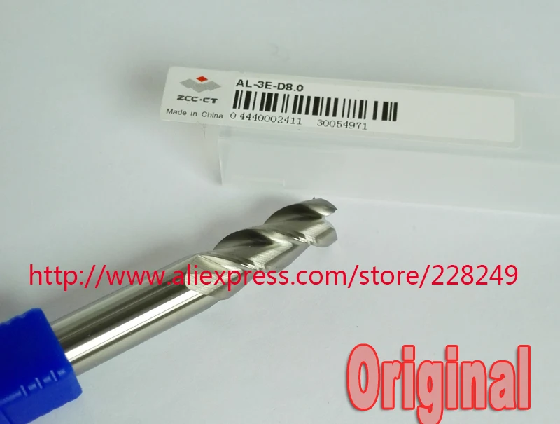 

1pc 8mm Al-3E-D8.0 Original ZCC.CT 3 flutes Carbide Flat endmill for Aluminum milling cutter tools CNC Router bits