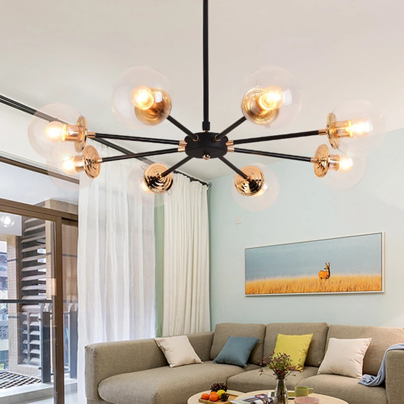 

Modern global glass ball chandelier light lamp retro vintage ceiling America Europe simple modern branch chandelier light lamp