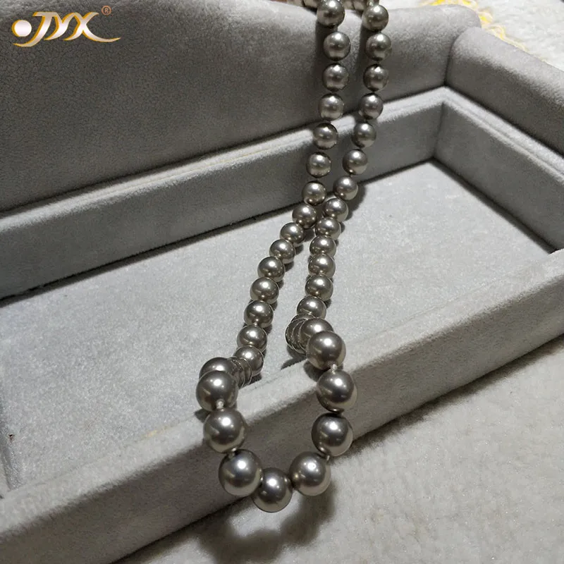 

JYX Elegant Shell Pearl Necklace Jewelry 8-8.5mm Round Grey color Sea Shell Pearl Necklace 18" High Luster top necklace