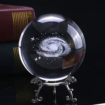 

Globe Galaxy Miniatures Crystal Ball 3D Laser Engraved Quartz Glass Ball Sphere Home Decoration Accessories Gifts