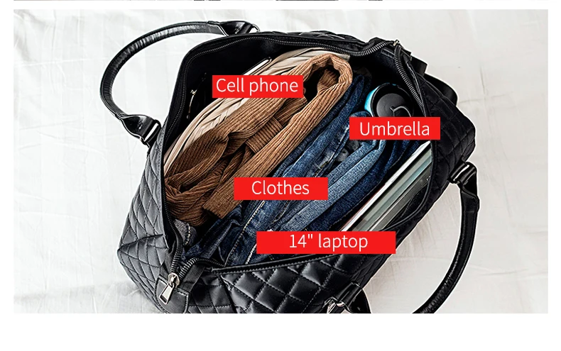 Мужская модная клетчатая дорожная сумка, универсальная женская сумка для путешествий, нейлоновая сумка на плечо, большая сумка для переноски багажа, черная XA763WB