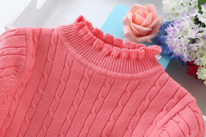 Новые модные хлопковые свитера для девочек Одежда для детей 3-14 лет однотонные вязаные свитера для девочек 6011