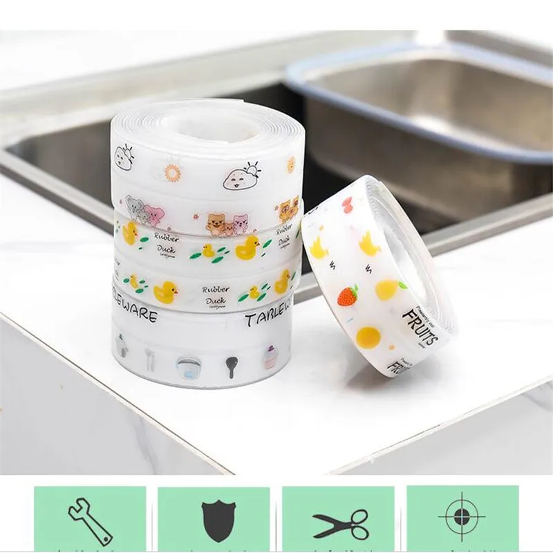 

1 Roll Transparent acrylic printing waterproof Mildew tape Kitchen Bathroom Crevice Strip Wall Proof Tile Crack Sealant Tape