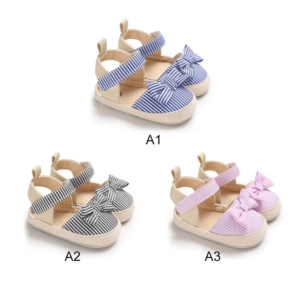 2019 Summer Newborn Bowknot Decor Shoes Soft Sole Shoes First Walkers Sandals 0-18M Girl Beach Sandals