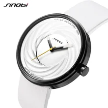 

Sinobi High Quality Fashion Women's Big Dial Watches Creative eddy Design Leather Strap White Watches Casual relojes para mujer