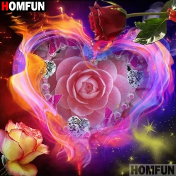 

HOMFUN 5D DIY Diamond Painting Full Square/Round Drill "Heart flower" 3D Embroidery Cross Stitch gift Home Decor A02634
