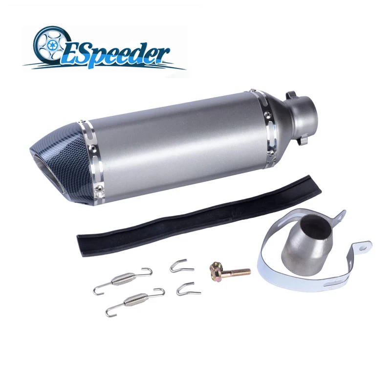 ESPEEDER 50mm Universal High Quality Motorcycle Exhaust Muffler Silver