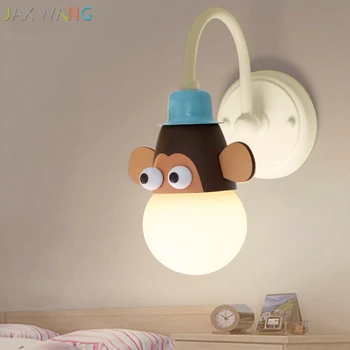 

Cartoon LED Wall Lights Modern Originality Animal Lamp Zebra Monkey Elk Cow Tiger Kids Room Bedside Wall Lamps
