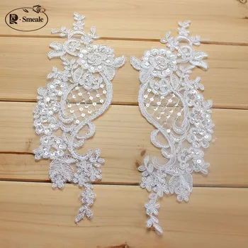 

10PC White Car Bone Lace Flowers DIY Hair Accessories Lace Bridal Gown Wedding Shoes Head Ornaments Applique Patches RS553
