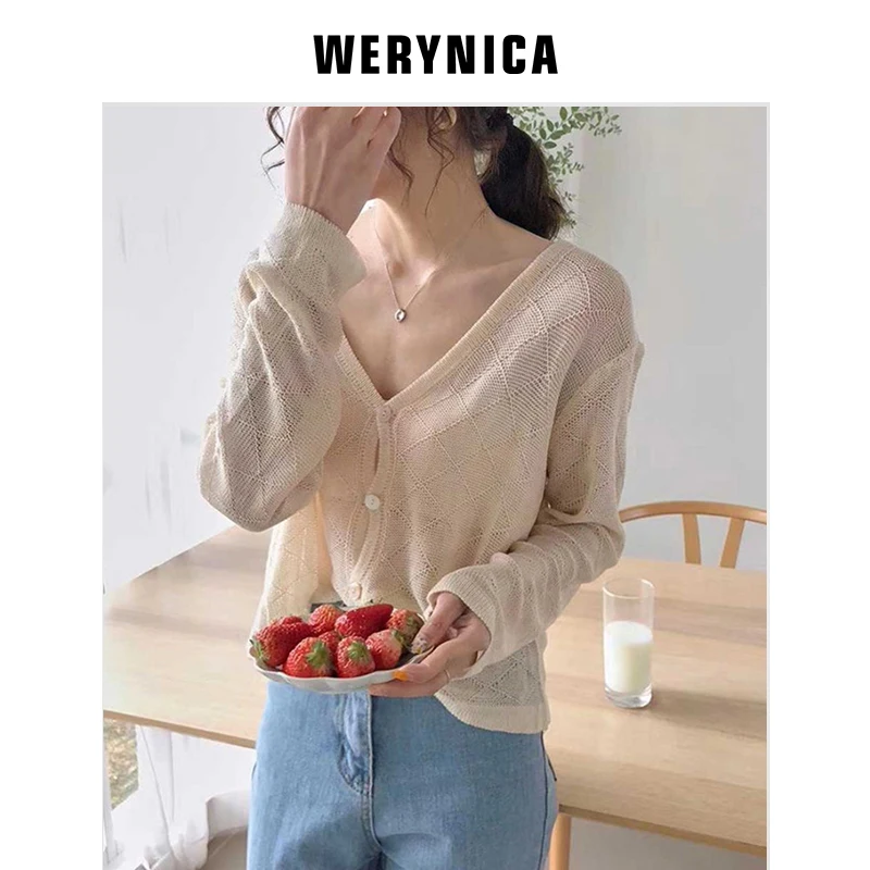 

Werynica Short Summer Cardigan Female Long Sleeve Knitted Cardigans Feminine Coat Tops Plus Size Sweaters Cardigan Sueter Mujer
