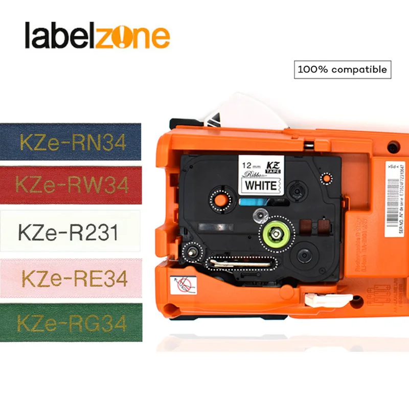 Tze-RN34 атласной лентой золото на темно синие ленты 12 мм* 4 м совместимый с Brother p-сенсорный принтер для pt-d200 d210 ленточный принтер tz-RN34