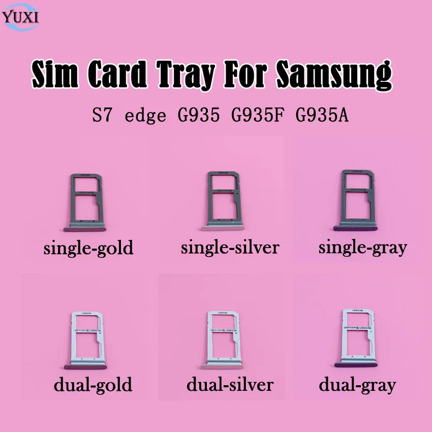 

YuXi 1Piece New Single Dual SIM Card Tray Slot Holder For Samsung Galaxy S7 edge G935 G935F G935A Repair Part.