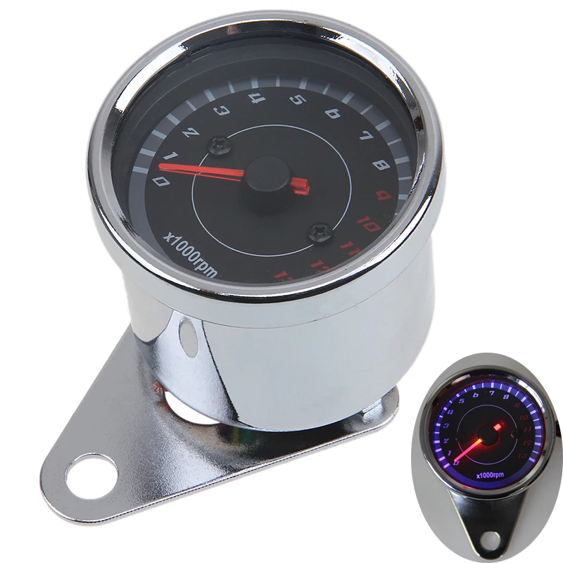 New Silver Universal Motorcycle Tachometer Backlights DC12V 13000RPM