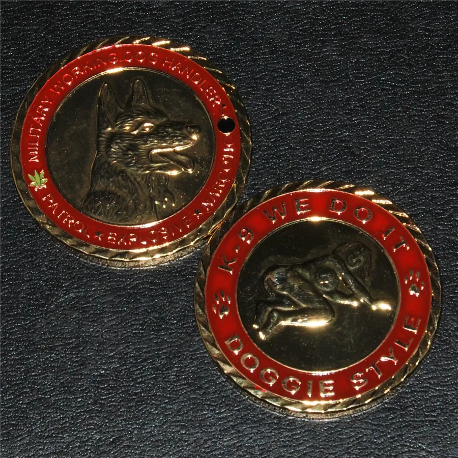 

Free Shipping 3pcs/lot,WORKING DOG K9 Handler Military Challenge Coin / Red