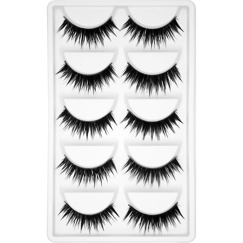 Kimcci 5 Pairs 6 Style Mink Lashes 3D Mink Eyelash Handmade Reusable Natural Faux Eyelashes Cruelty free False Lashes Cilia