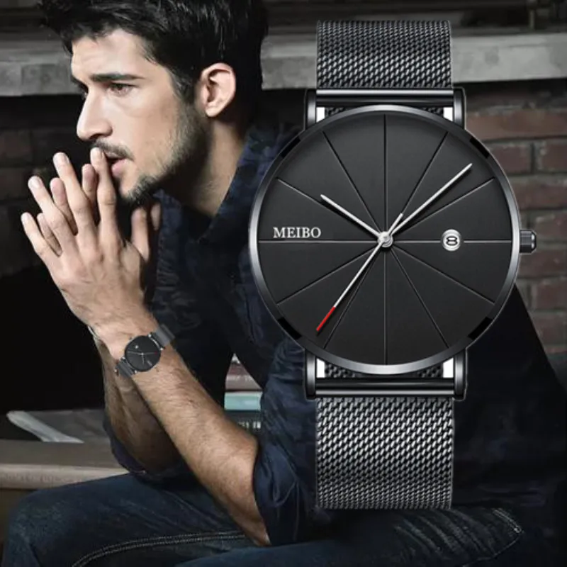 

Dropship Mens Watch Top Luxury Brand Full Steel Mesh Business Watches Men's Quartz Date Clock Men Wrist Watch Relogio Masculino