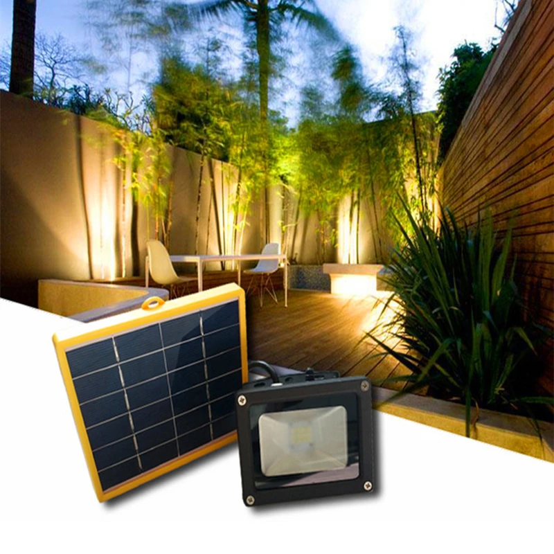 10w Waterproof Automatic Dark Sensor Solar LED Flood Light 5M wire