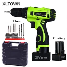 Xltown 25v two-speed rechargeable lithium battery electric screwdriver with 2 battery Household electric screwdriver Drill bits