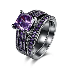 JEXXI Mode Ring Set Schmuck Für Frauen RGP Schwarz Vergoldet Braut Set Für Cocktail Party Kleid Ball Anel