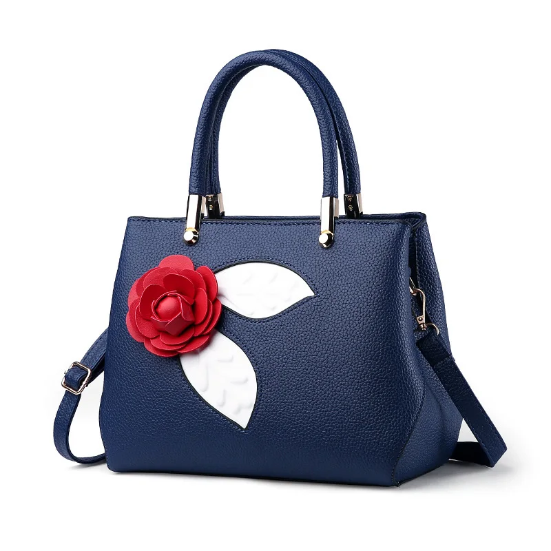  Fashion Red Roses Luxury Brand Designer Women Bag 2017 Fashion Ladies Handbags Woman PU Leather Famous Vintage Shoulder Bag 