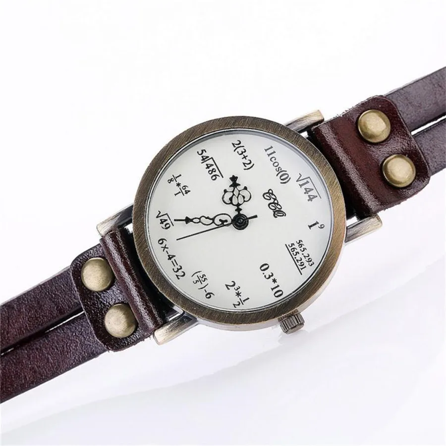 Часы Для женщин Повседневное простые фигурки кварц коричневый кожаный браслет часы женские женская одежда наручные часы подарок